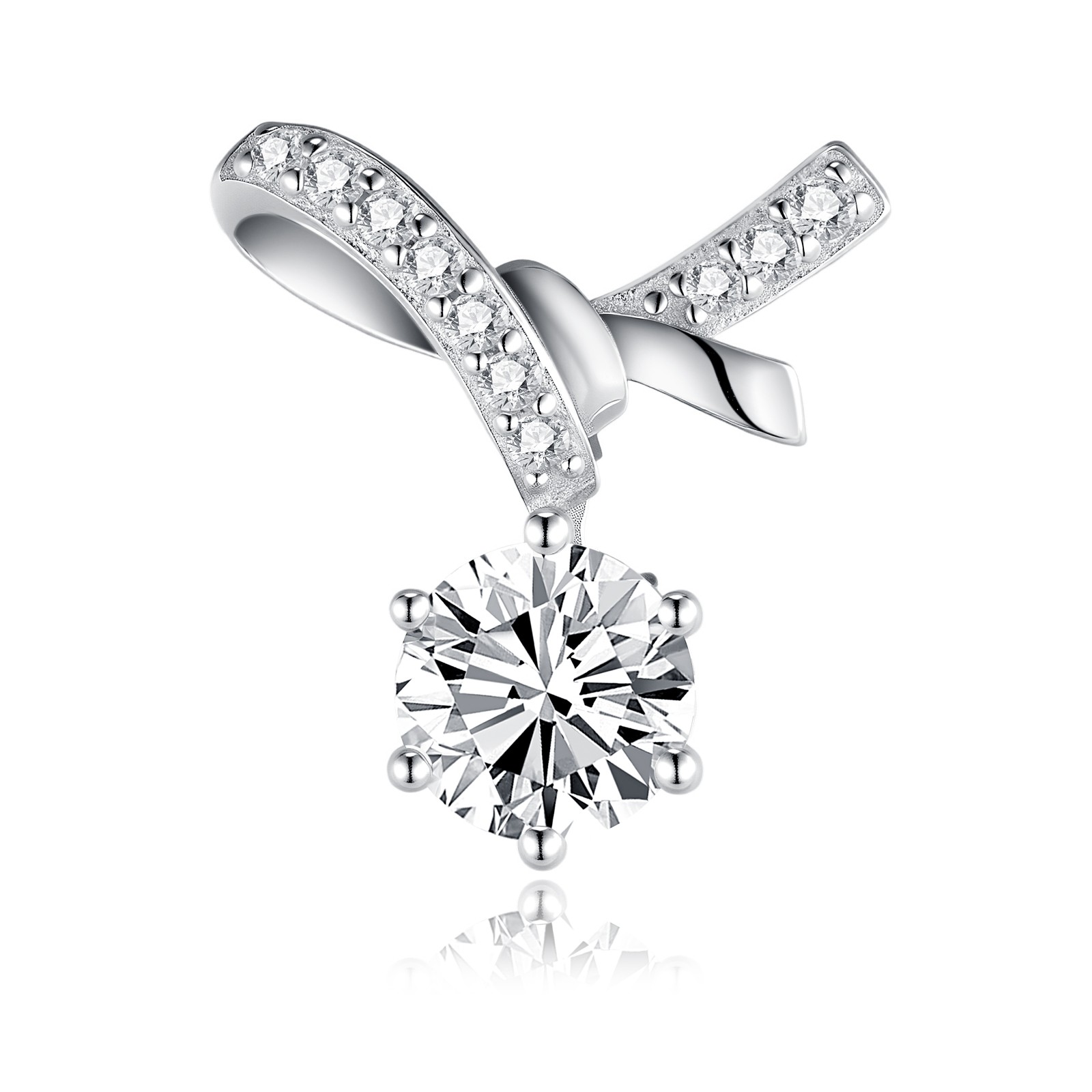 S925 Sterling Silver Bowknot Stud Earrings, 1ct D-VVS1 Moissanite, Pave Ribbon D