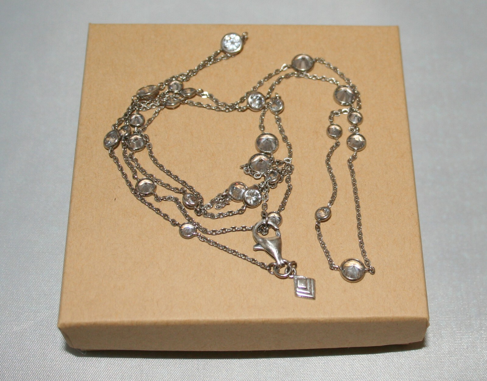 Silpada Sterling Silver “Scattered Stars” Cubic Zirconia Long Necklace N2152 32″
