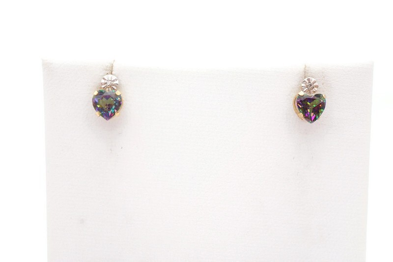 10k Yellow Gold Mystic Topaz Heart Earrings
