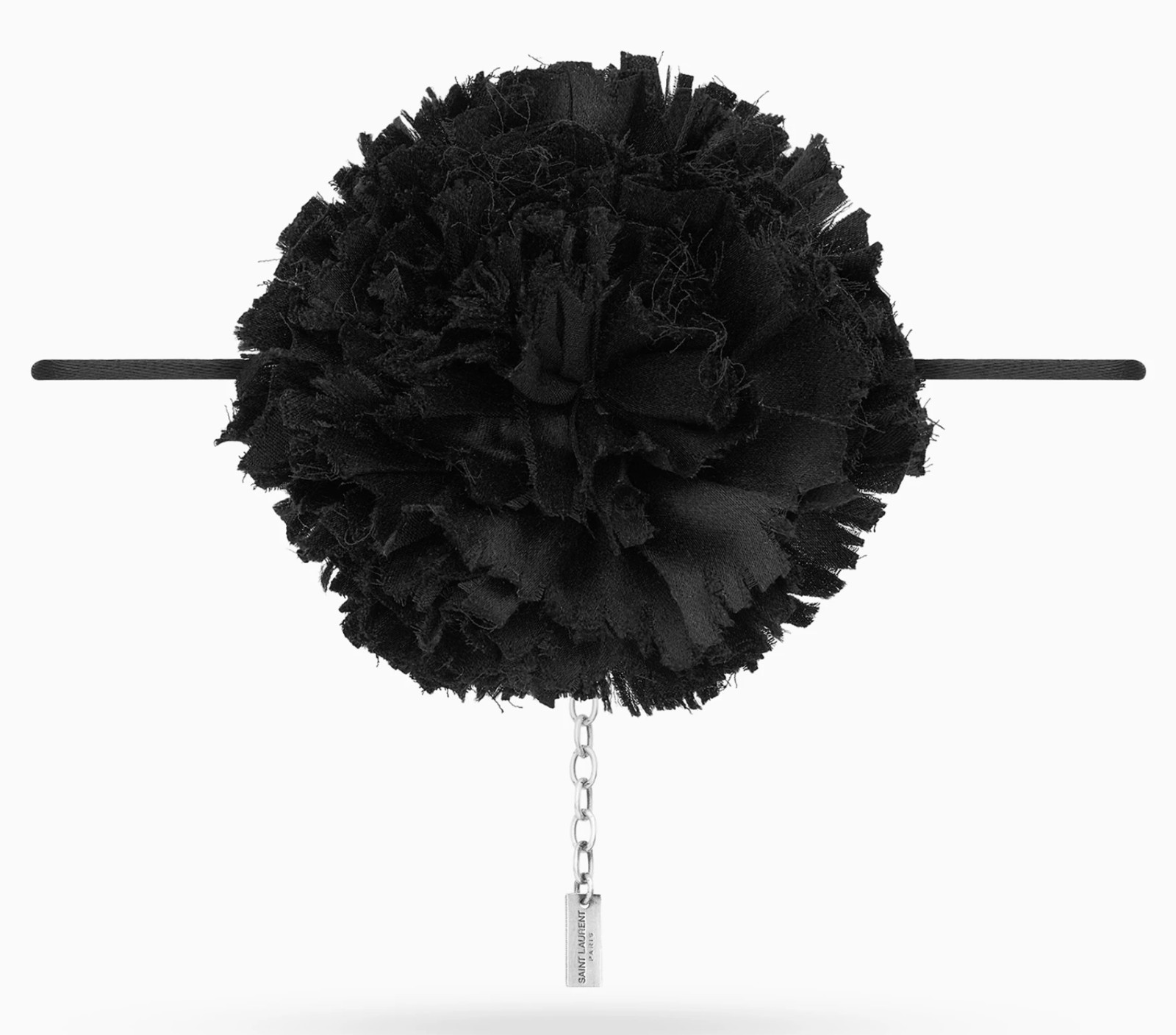 NWT Saint Laurent YSL Crumpled Silk Flower Jet Rose Runway Choker Necklace $1295