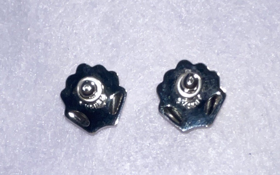 Vintage Monet Shell Stud Earrings Silver Tone