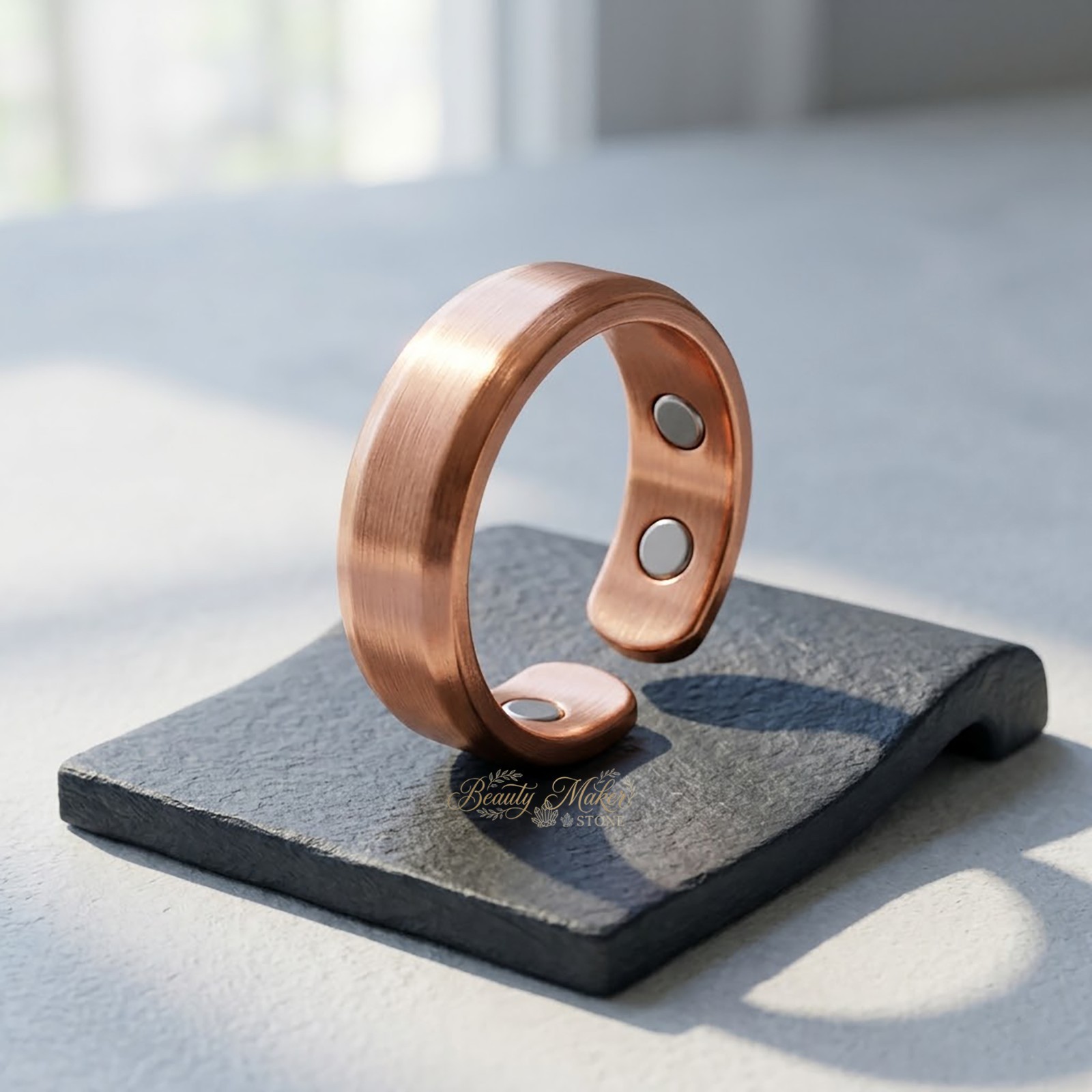 Solid Pure Copper Magnetic Ring Adjustable Wide Band Cuff Men Women Gift Band