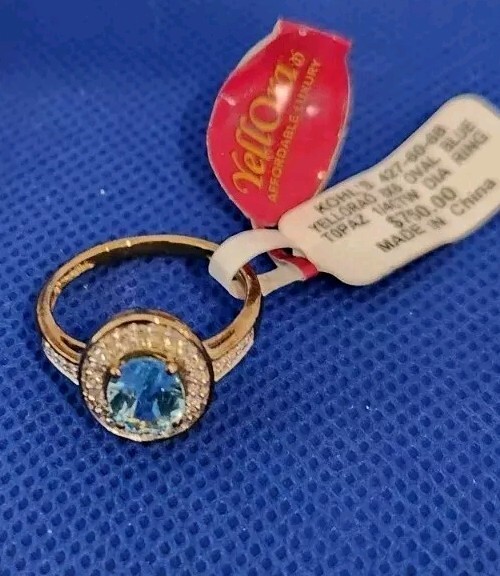 Yellora Blue Topaz & Diamond Ring NIB