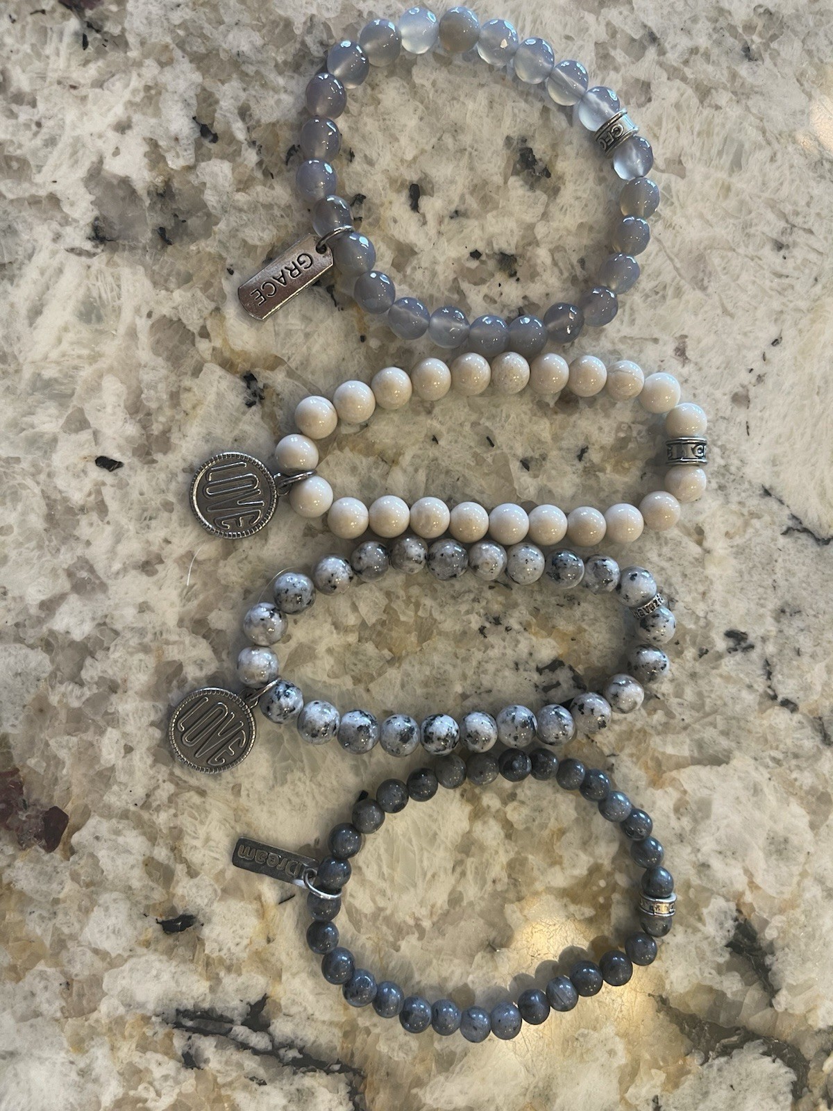 Chavez for Charity Beaded Bracelets Love Dream Grace Stackable Neutrals Boho