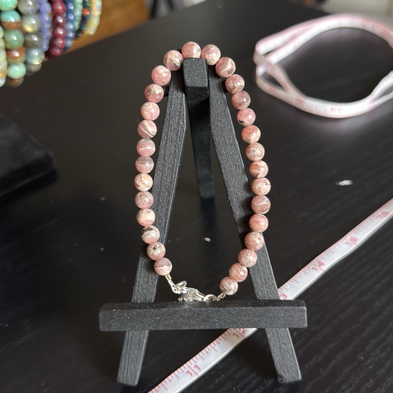 Rhodochrosite Natural Gemstone Bead Bracelet | Smooth Round 6mm, 8.5″