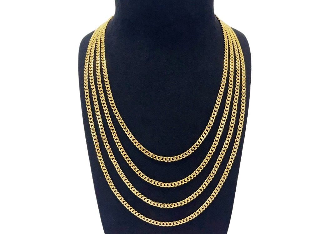 18k gold 4mm Mens Miami Cuban Link Chain SOLID yellow gold Necklace 20-26 in