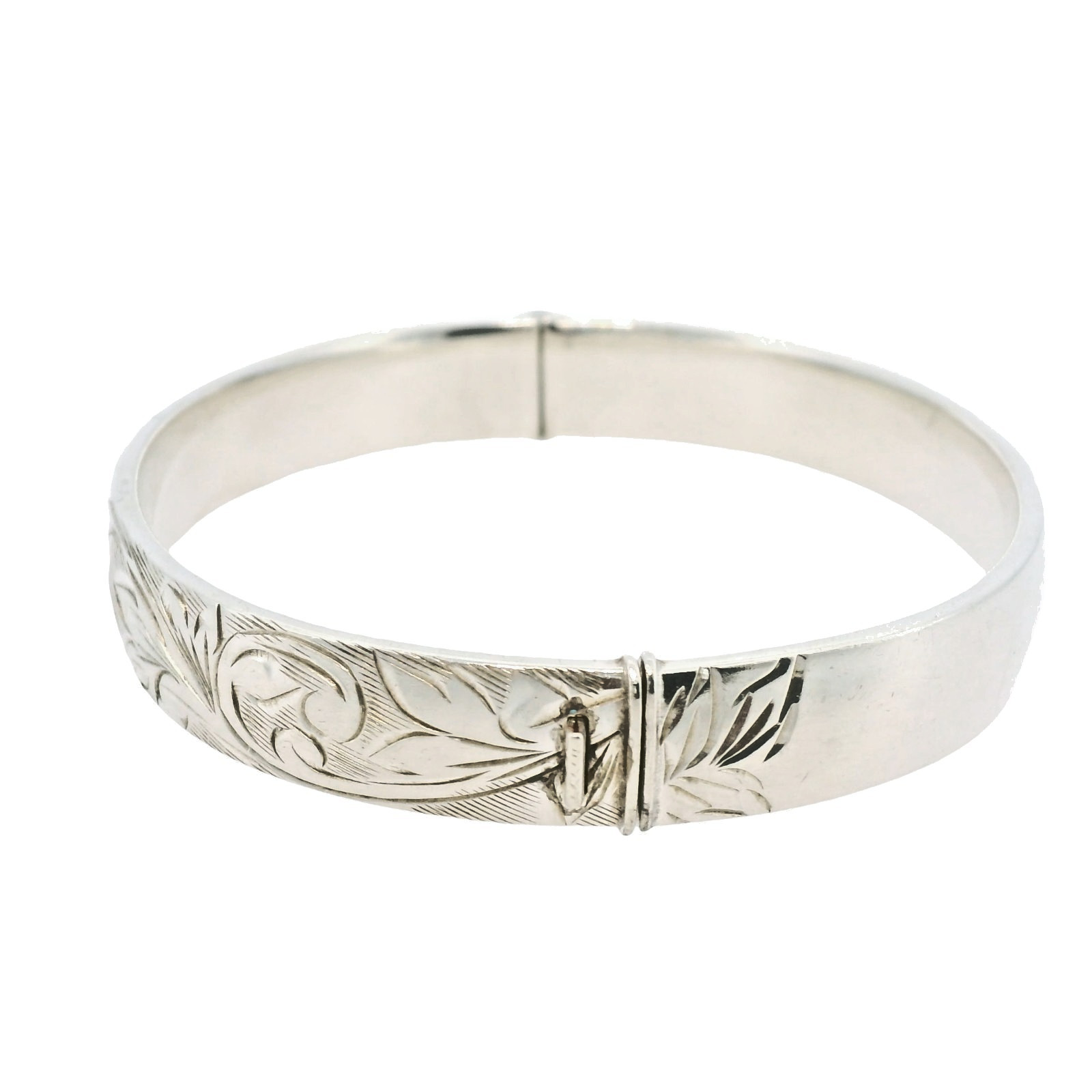 Elegant Vintage Silver Bangle – Birmingham 1971–72 – Push Button Expandable