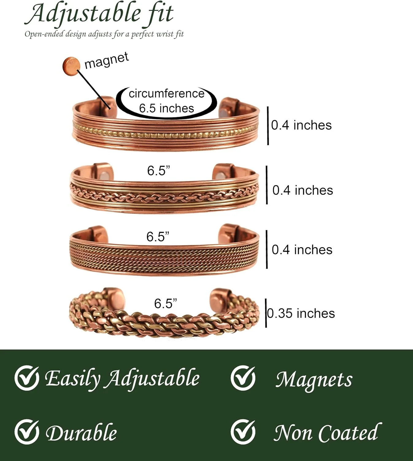 Touchstone copper bracelets | gift for men women |adjustable 100% pure solid rea
