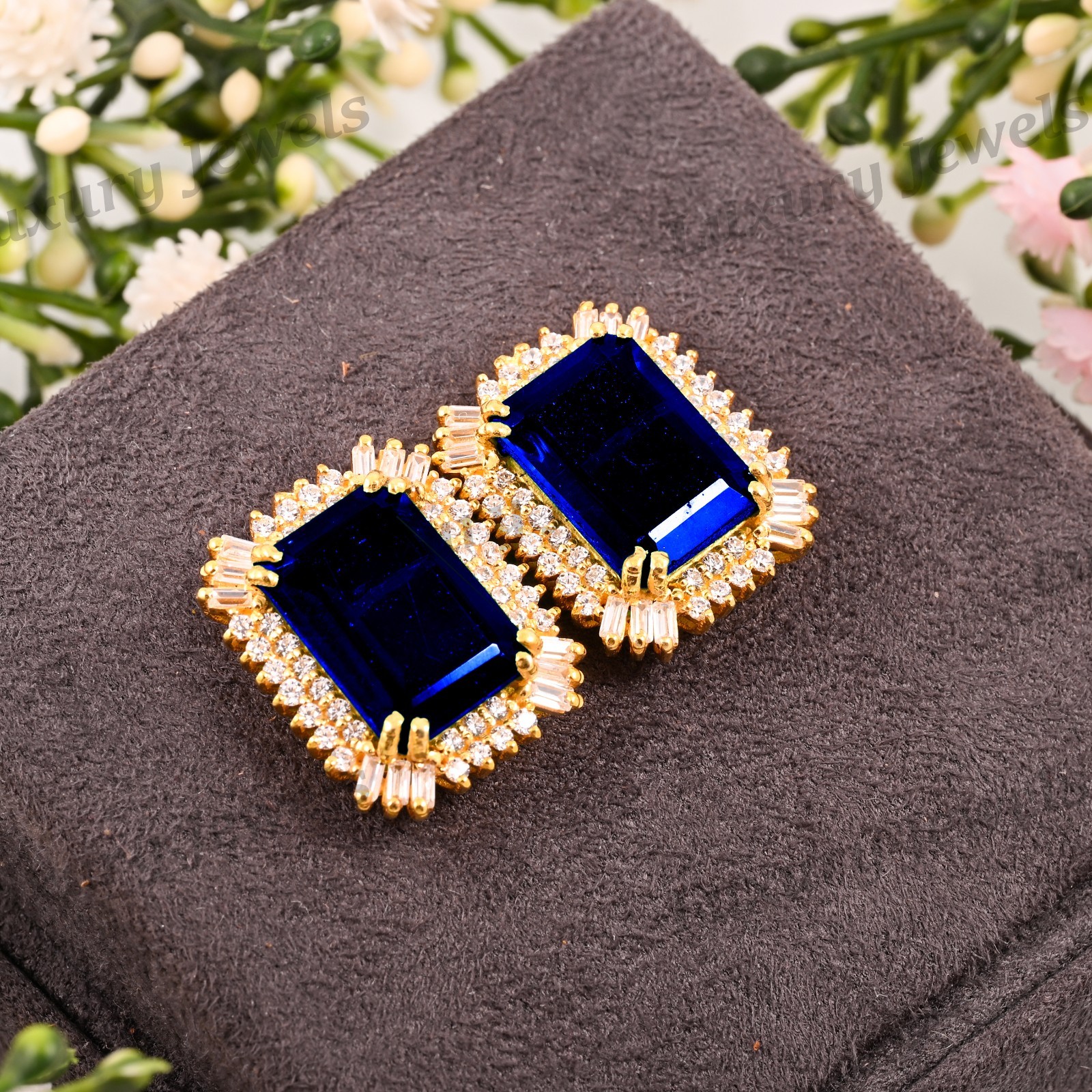 Natural Blue Sapphire 925 Silver Earrings Dainty September Birthstone Gift