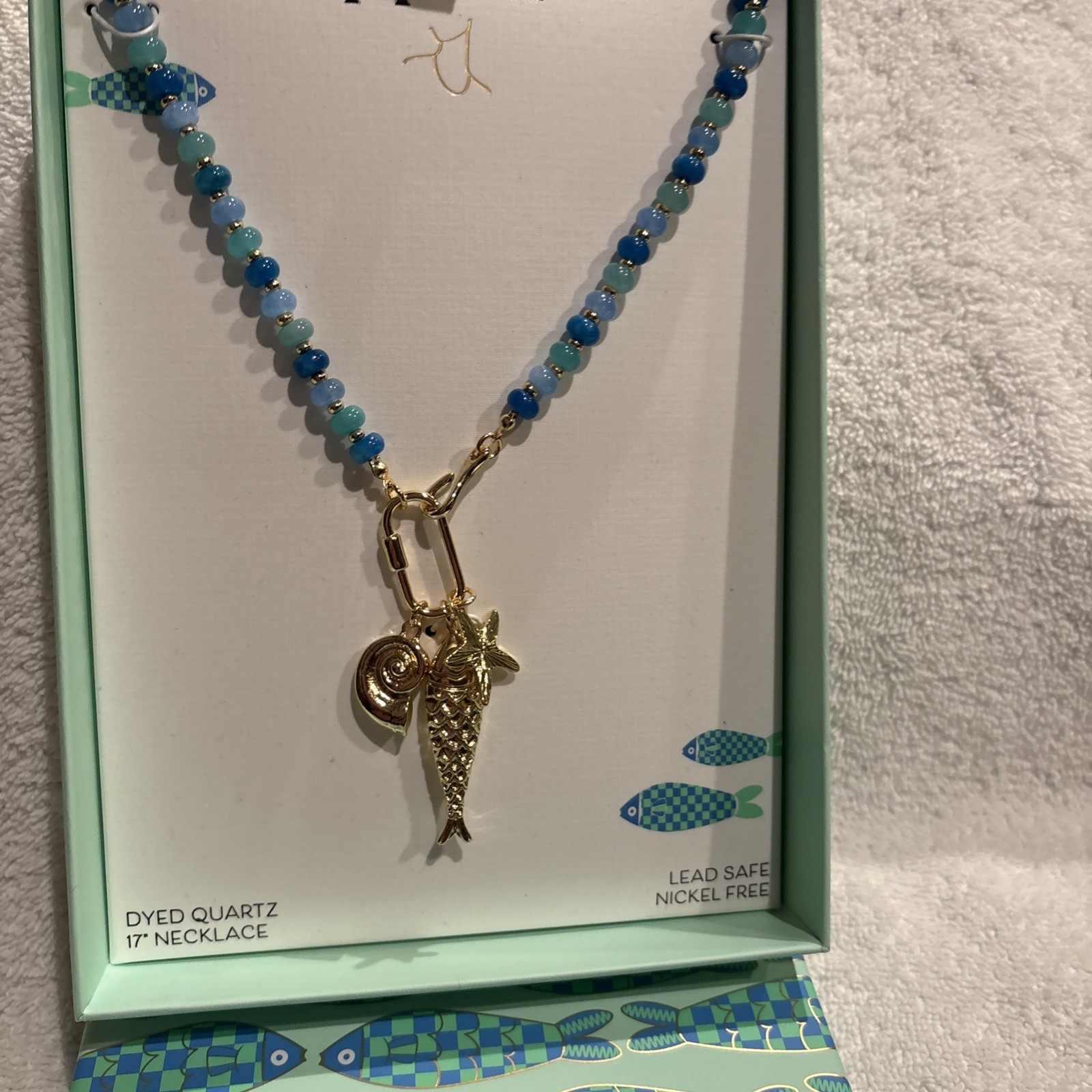 Piper K Women Beach Theme Necklace W Detachable Pendant Star Fish Blue And Gold