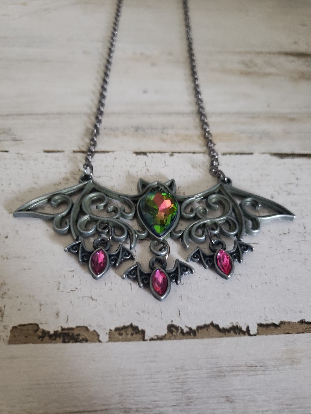 Bat necklace Halloween vampire baby jewelry pink black gift cute witch cool love