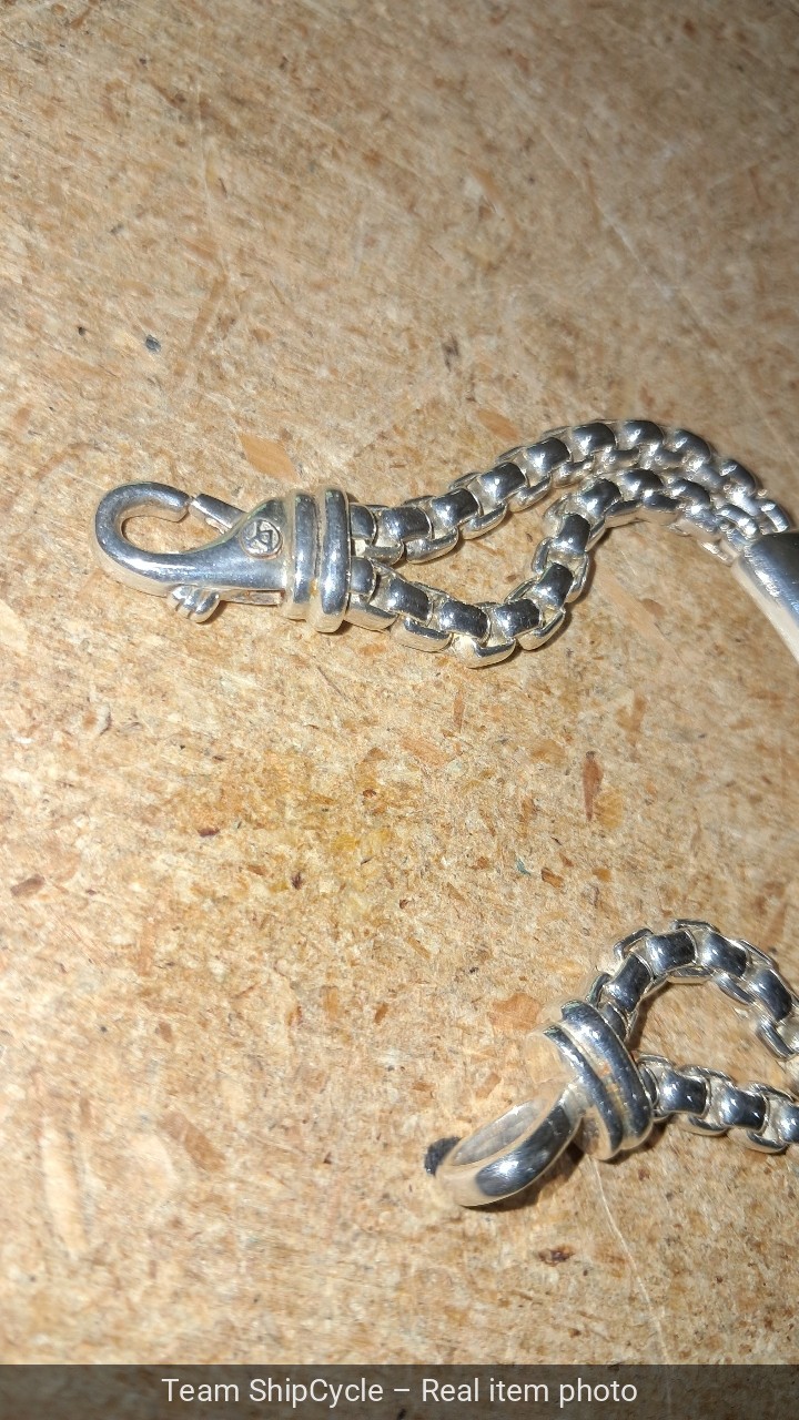David Yurman Sterling Silver 2 Row Box Chain ID Bracelet G2U