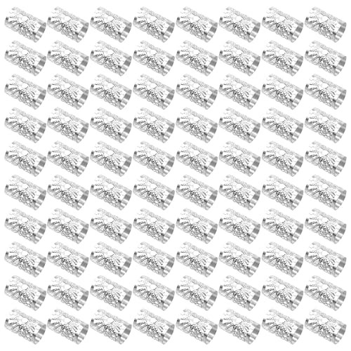 80 PCS Dreadlock Beads Hair Jewelry Braids 1 Count (Pack of 80) Silver