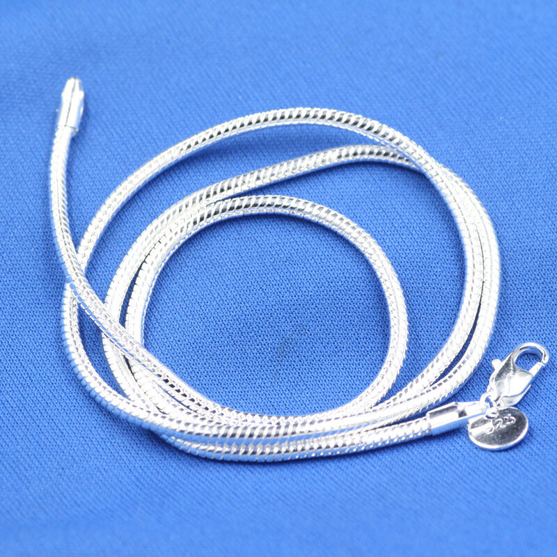 1 pcs 3MM16-24inch 925 Silver Color Snake Bone Chain Fashion Necklace Jewelry