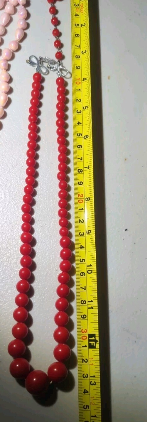 Assorted Metal & Plastic Costume Jewelry ~ Pink, Red, White, Gray ~ 6 Pieces