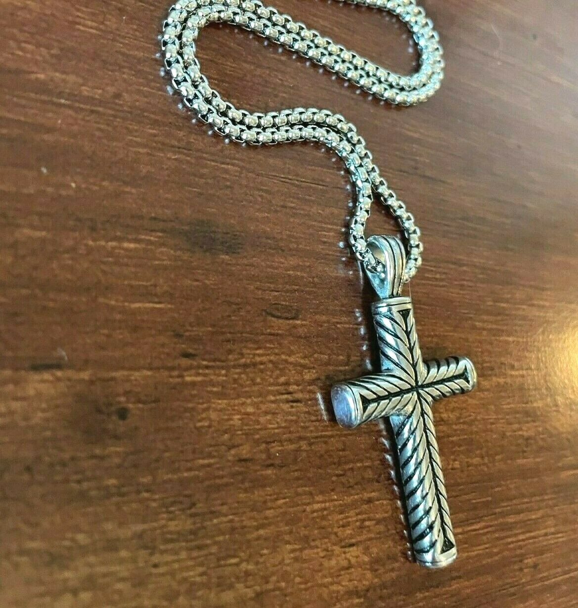 Mens Boys Stainless Steel Vintage Cross Pendant Necklace Women Silver DEZILOO