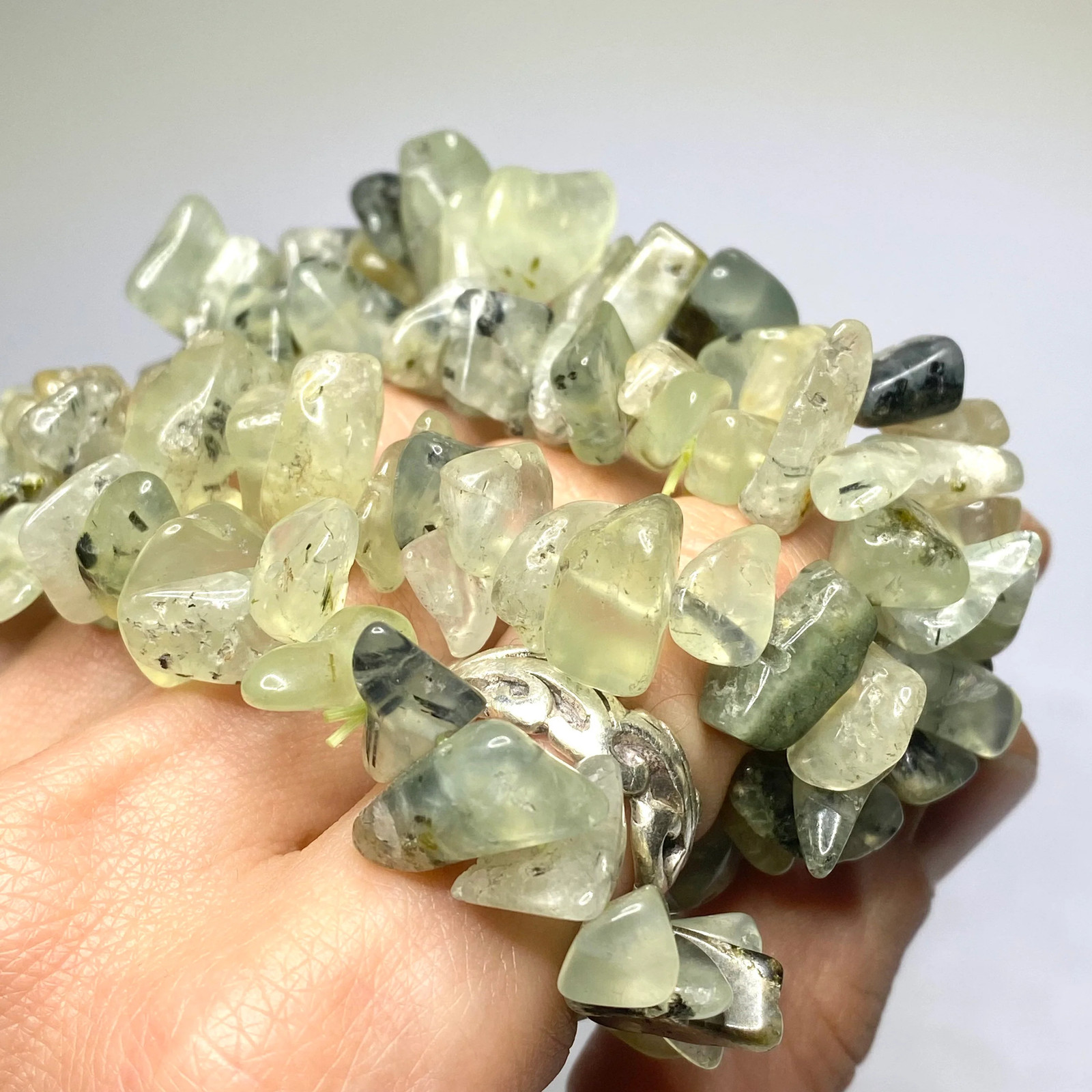 Prehnite Crystal Chip Stretch Bracelet