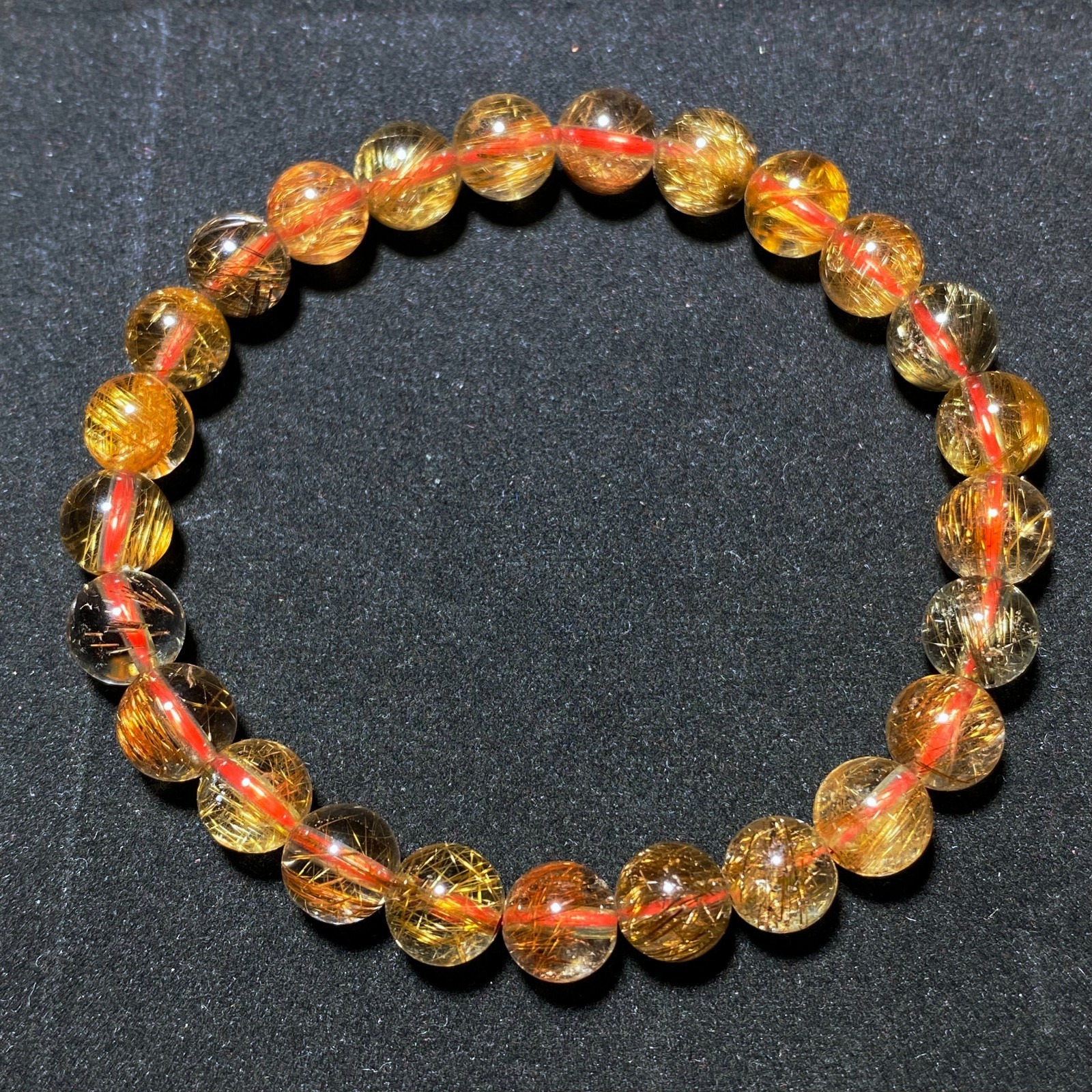 7.8mm Natural Red Copper Quartz Crystal Beads Bracelet B1795