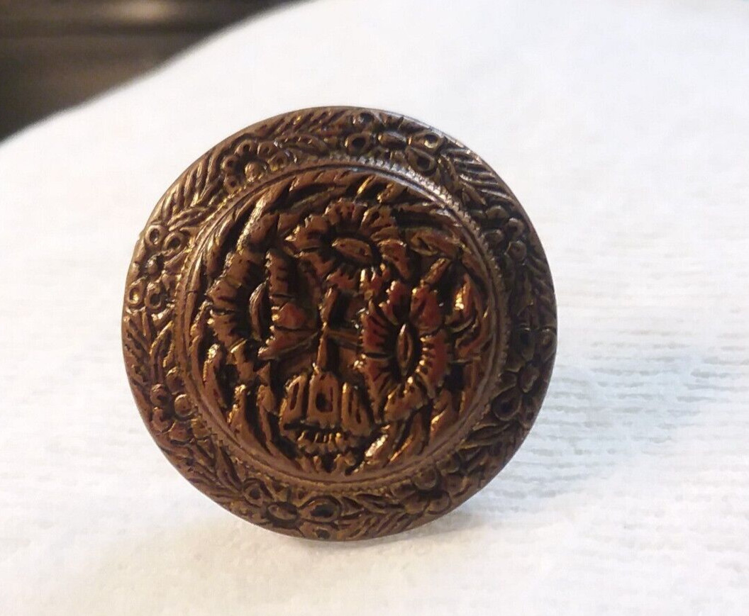 22mm Lapel/Hat Pin With Antique Floral Brass Stamping 02-01-2023