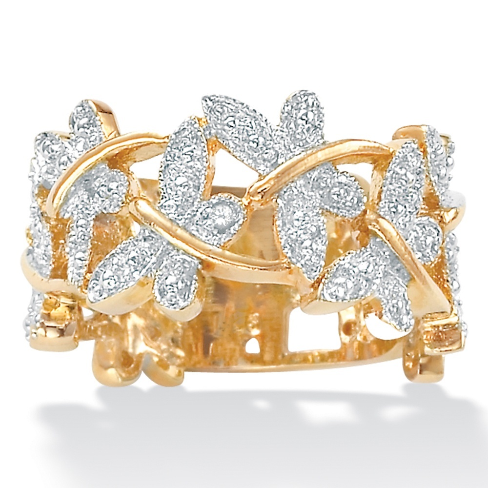 WOMENS 18K GOLD OVER STERLING SILVER BUTTERFLY BAND RING SIZE 5,6,7,8,9,10