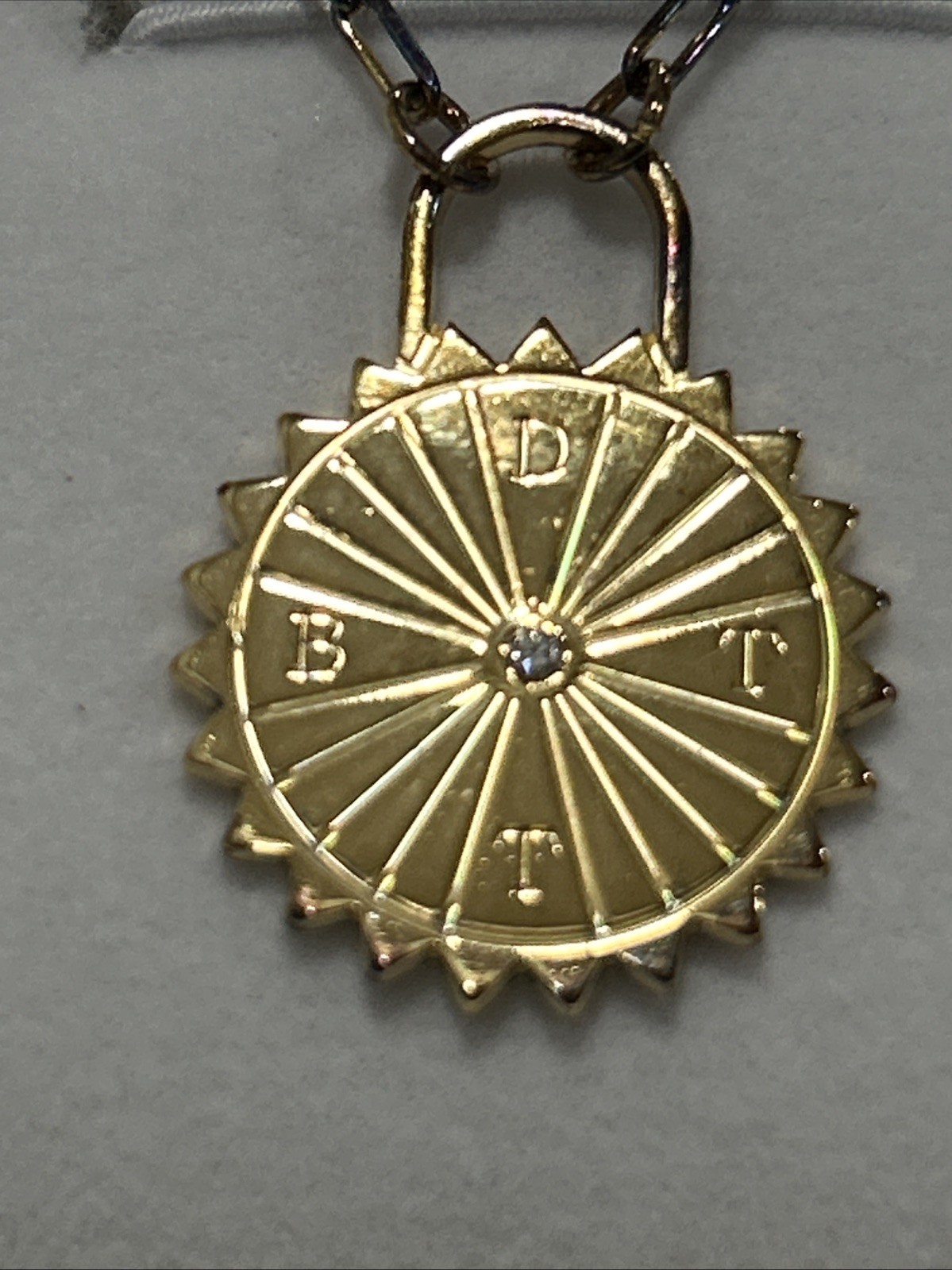 OAK AND LUNA ENGRAVED COMPASS NECKLACE ( B.D.T.T)SILVER Tarnished Selling As Is