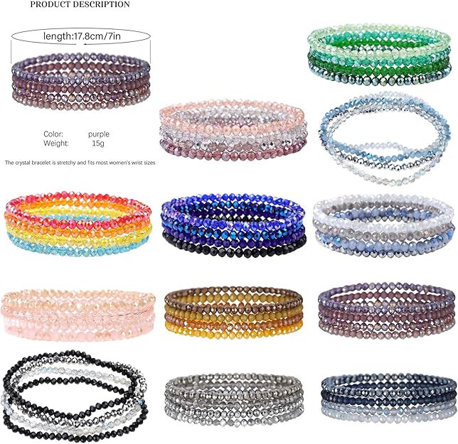 Colored Glass Beaded Bracelet Women’s Retro Fashion Stacked Bracelet Jewelry