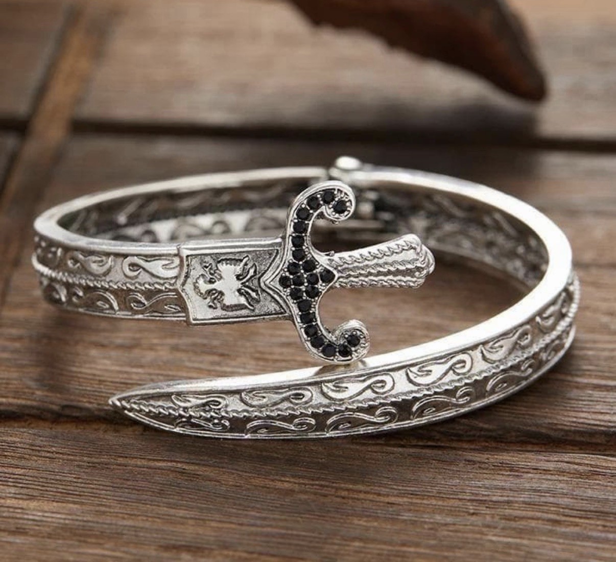 Medieval Sword Cuff Bracelet Gothic Viking Silver Bangle Punk Jewelry Gift