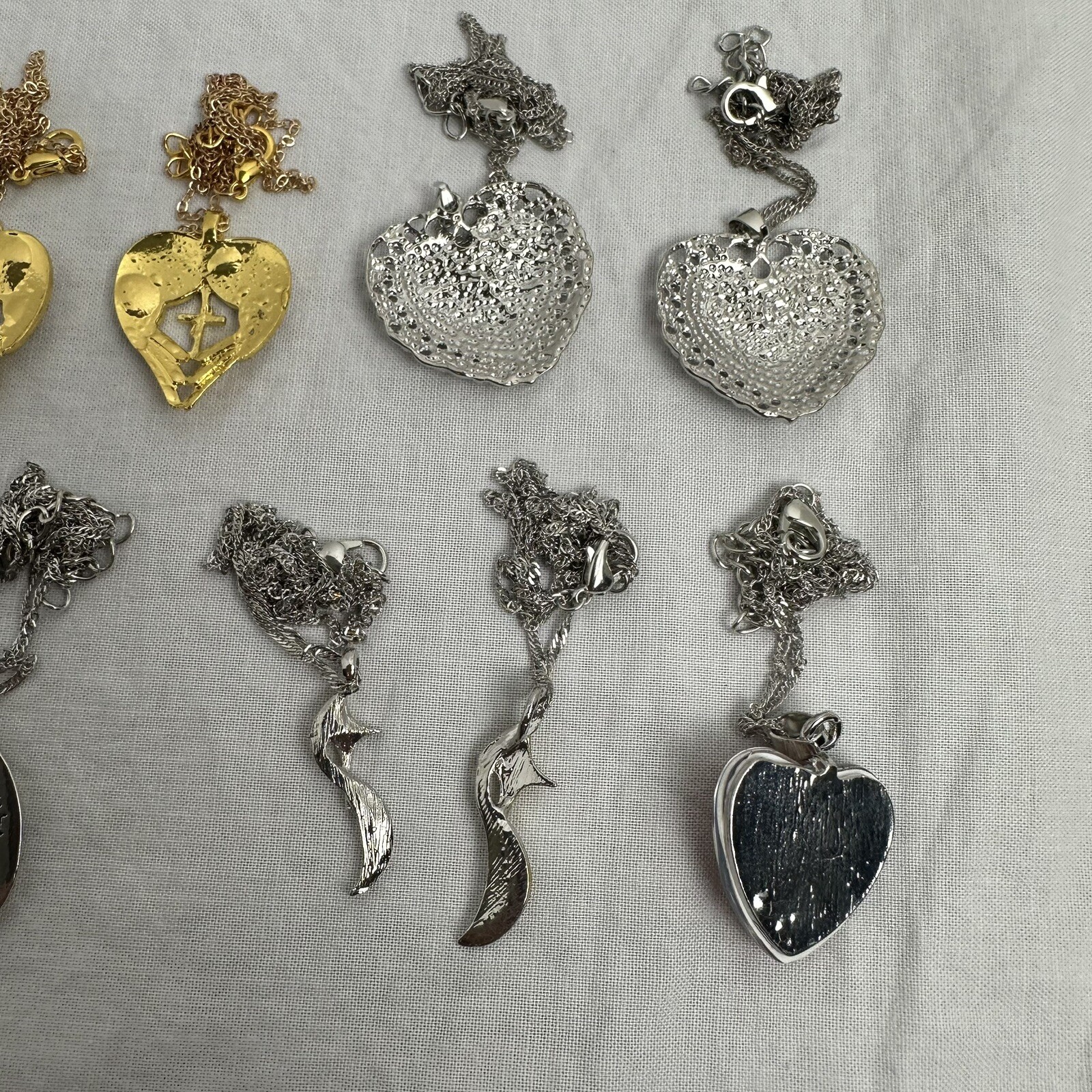 Lot of 14 Protect Charms Necklase Religious Cross Heart Flag