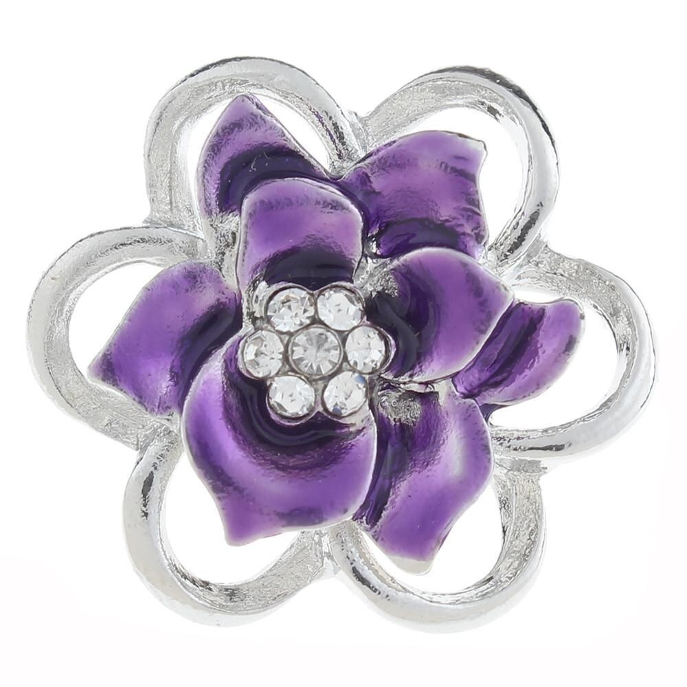 Snaps Jewelry Flower Purple Enamel Gold Plated 18-20mm Fits Ginger Charms Items