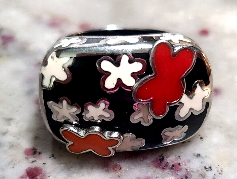 STAINLESS STEEL 316L SURGICAL RING ABSTRAST RESIN ART BLACK SIZE 8 NEW RARE NWT