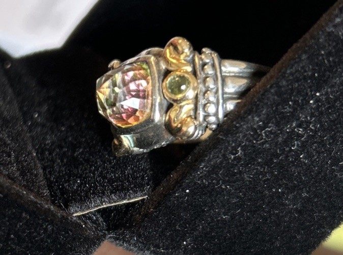 Samuel B (BJC) Peridot Ring. Size 9.5 Silver And 18kt Gold