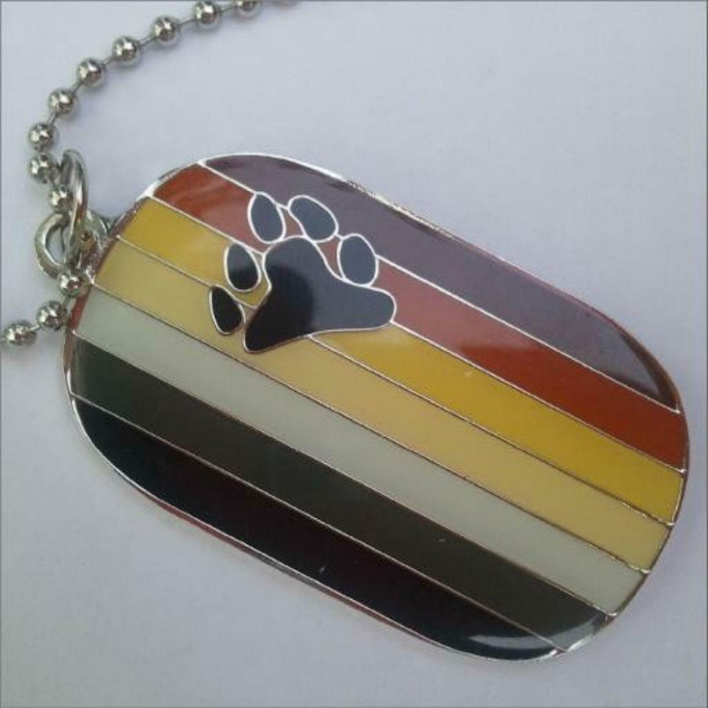 BEAR PRIDE FLAG NECKLACE Stainless Steel Enamel Pendant LGBTQ Gay Lesbian NEW
