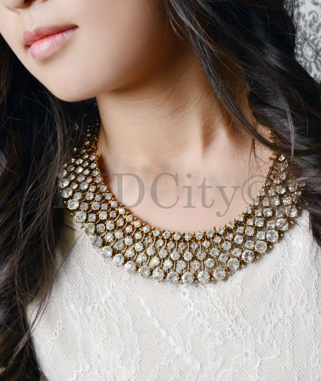 Vintage Beaded Crystal Chunky Statement Necklace USA SELLER
