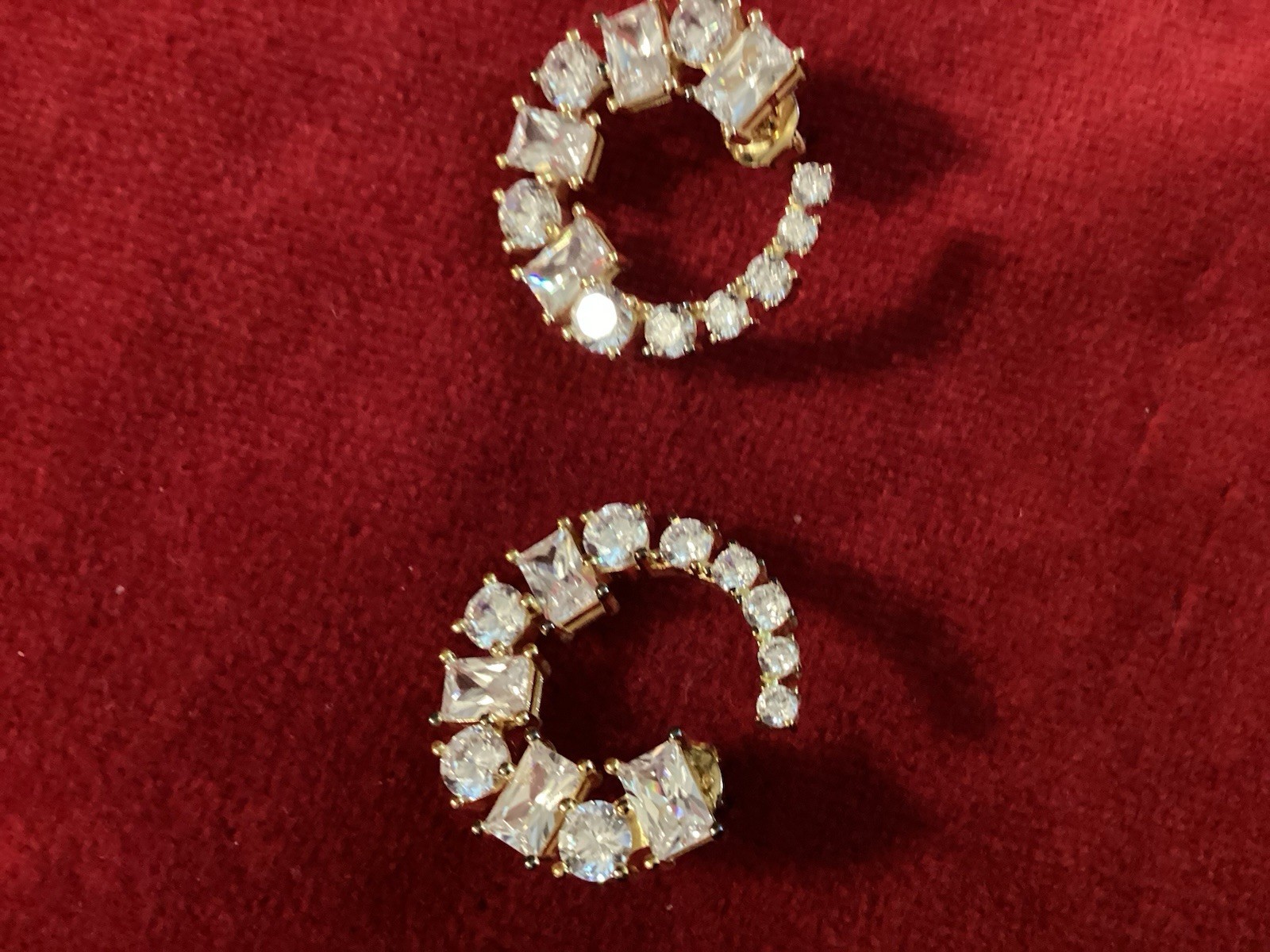 Sterling Silver 925 Silver Loop Earrings Cubic Zirconia New