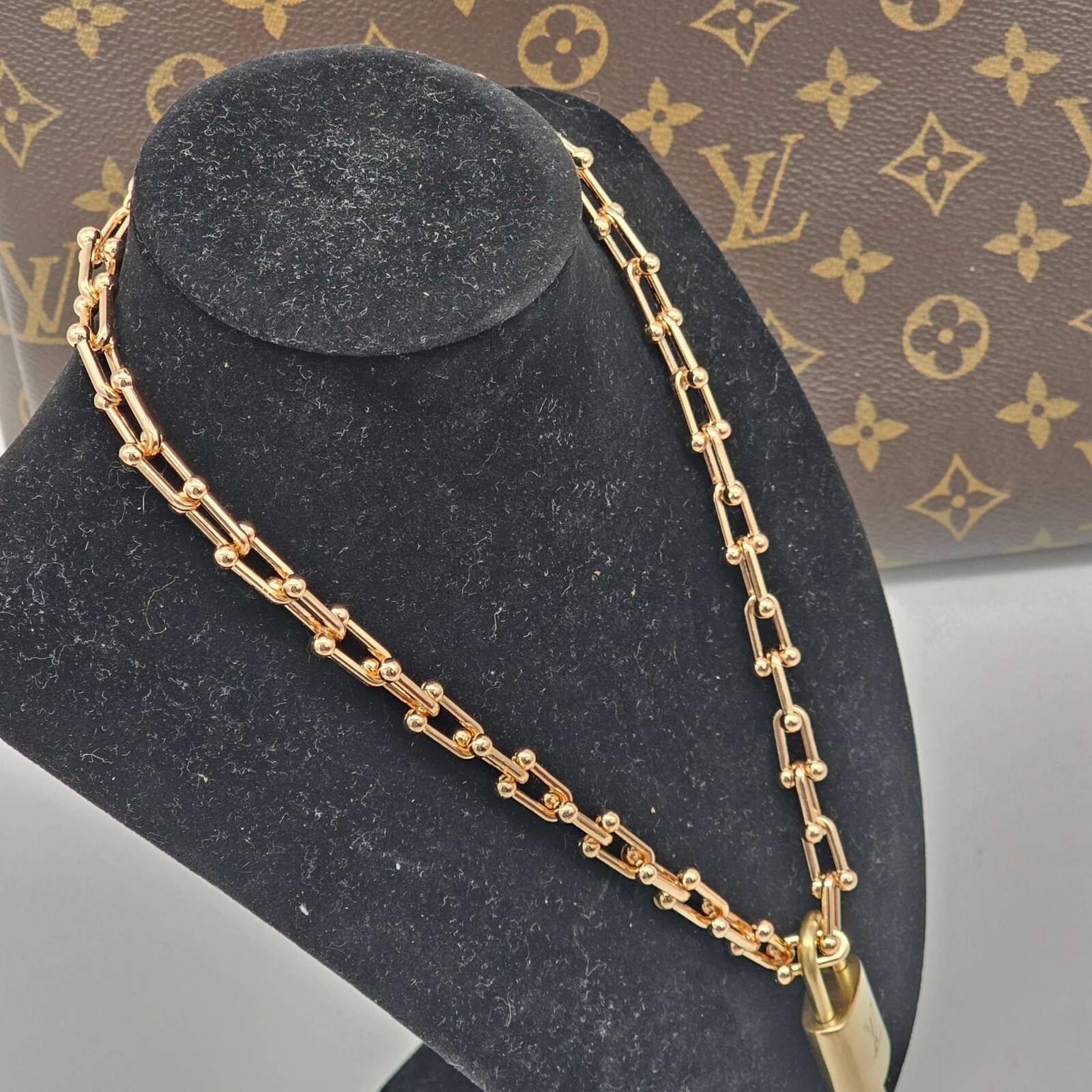 Authentic Louis Vuitton Lock & Key with Unbranded Gold Plated Chain Necklace