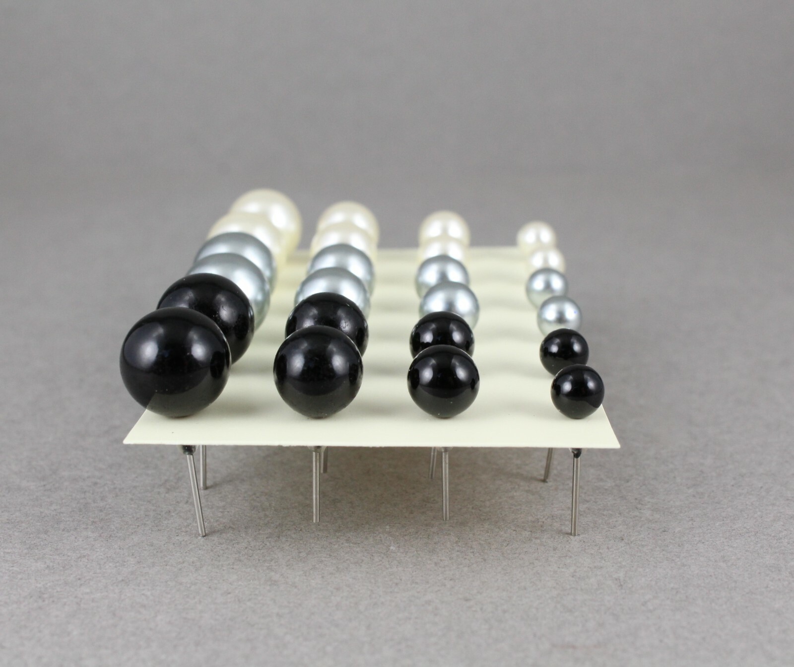 Black Grey Cream earrings 12 pair set pack graduated faux pearl bead stud post