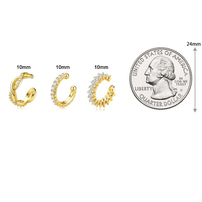 3pcs/set Women’s Fashion C-shaped Zircon Earrings Simple Ear Bone Clip
