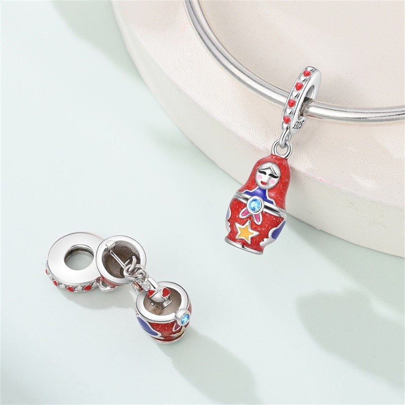 KUNSIR Sterling Silver Surprise Box Doll Charm for Women Bracelets Pendant DIY