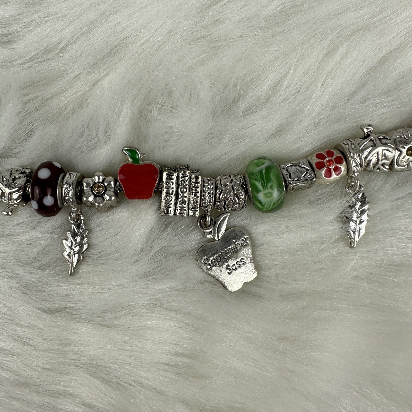 Willabee and Ward Monthly Charm Bracelet September Teacher School Multicolor
