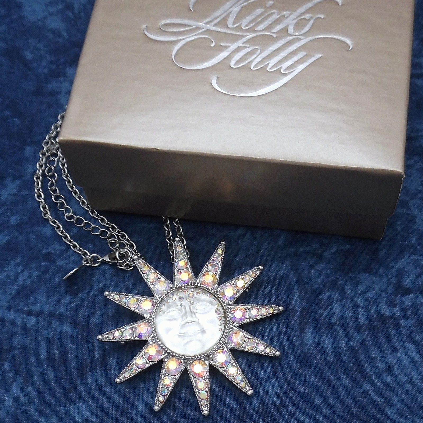 Kirks Folly Stella Luna Goddess Seaview Moon Pin Pendant Necklace with Box *
