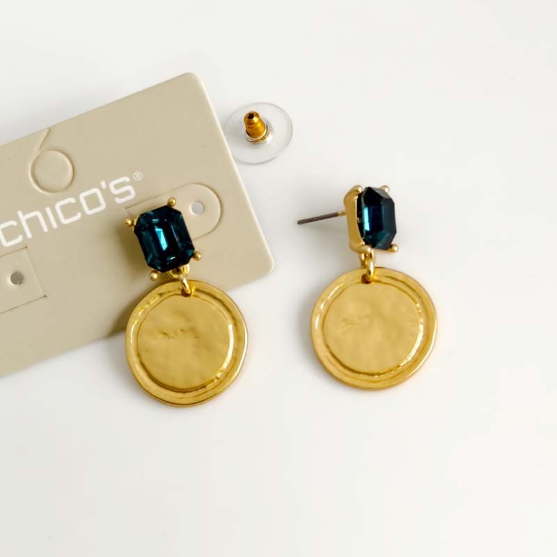 New 33mm Chicos Square Tag Drop Earrings Gift Chic Women Party Vacation Jewelry