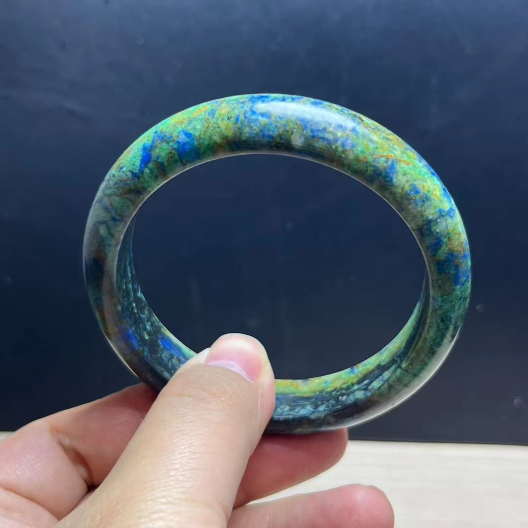 62mm Beauty Glittering Color Azurite & Malachite Crystal Bangle