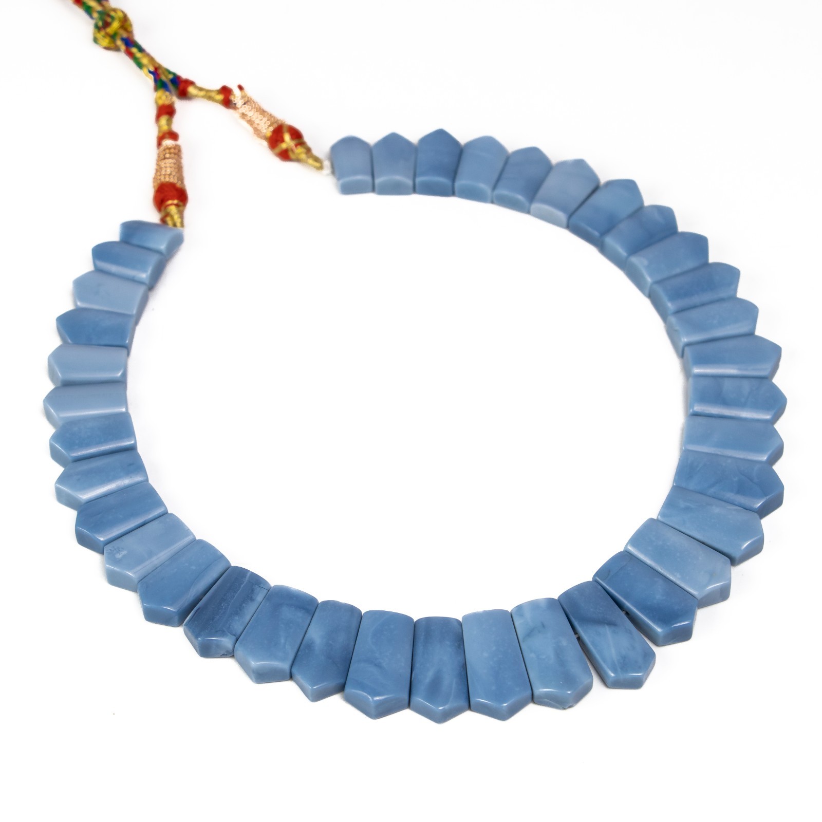 Blue Opal Fancy Shape Layout Necklace, 14x8MM To 23X10MM, Faceted Gemstone