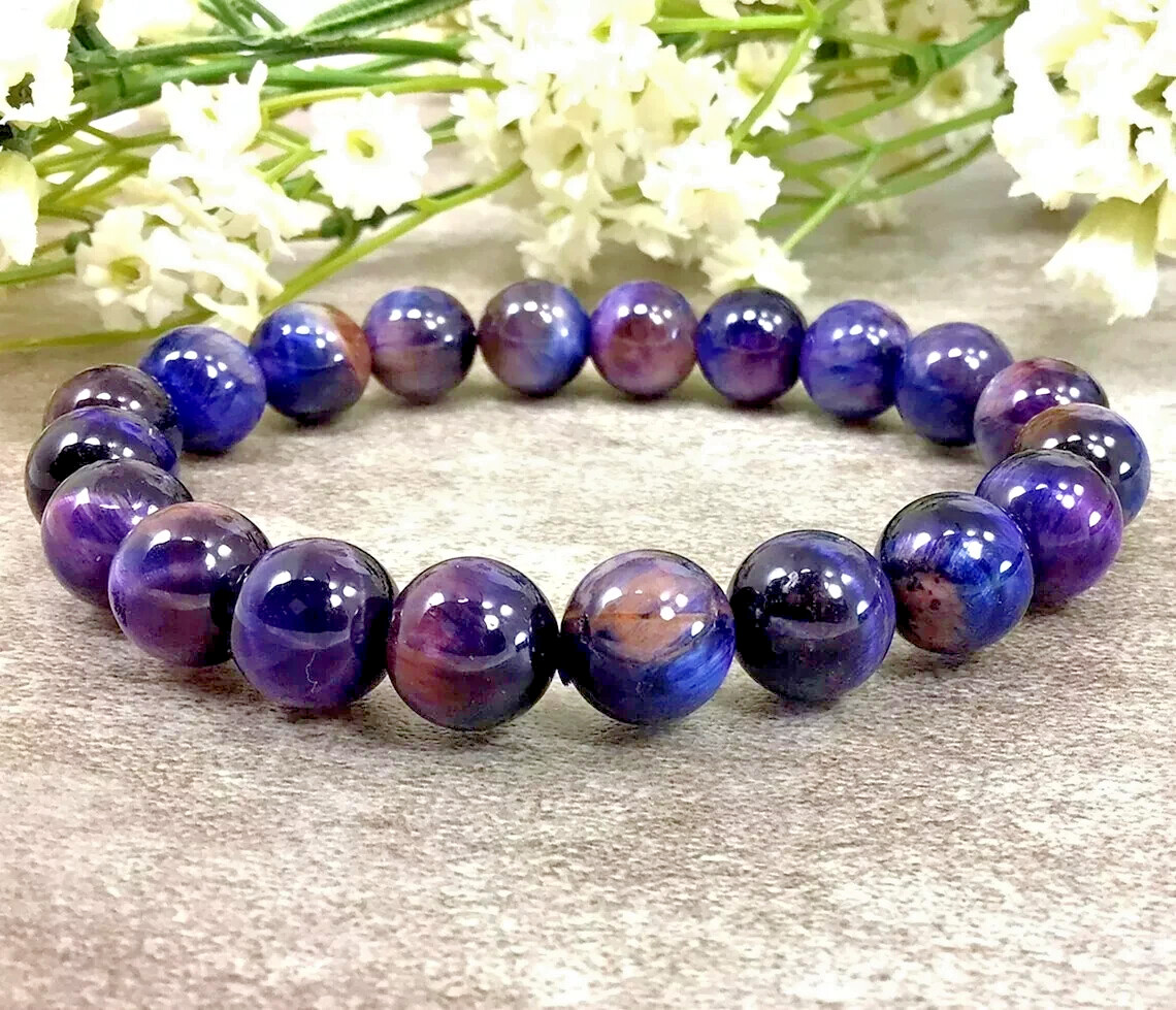 Handmade Natural Sugilite Elastic Stretch Bracelet – 8mm Round Gemstone Beads
