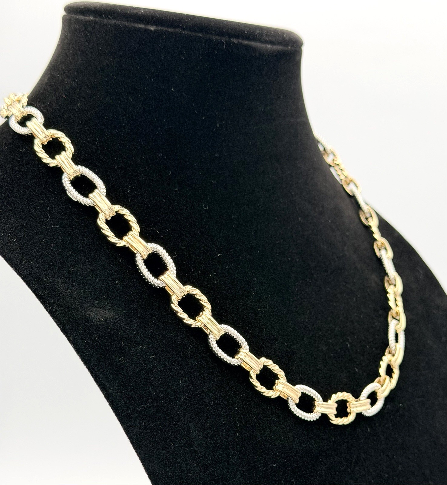 New Yellow & White Gold-Filled 18-20″ Adjustable Rounded Link Necklace