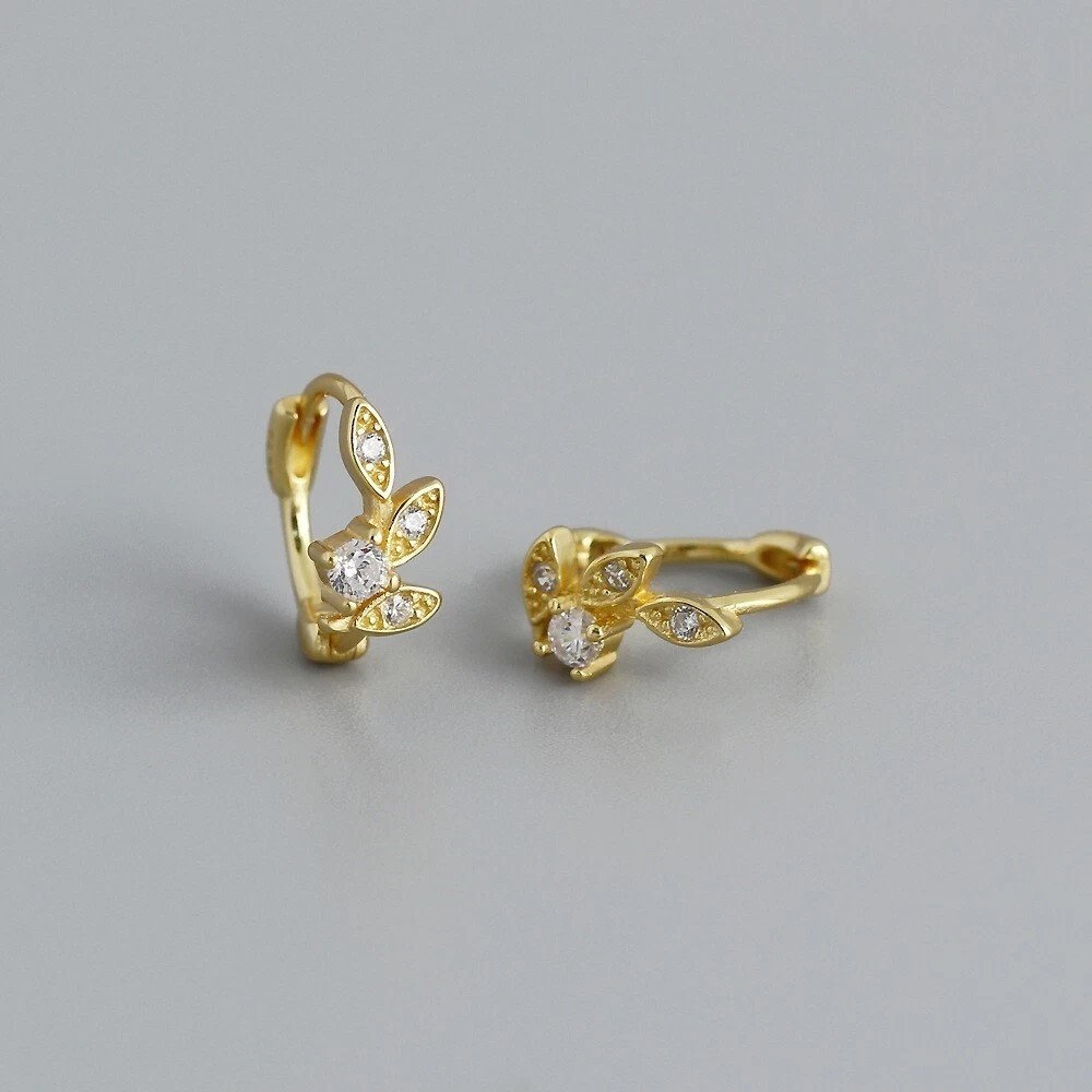Huggie Hoop Earring In 14K Yellow Gold Plated 1.30Ct Round Cut Simulated Diamond