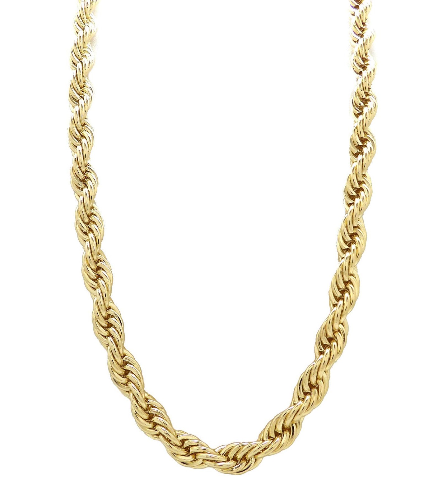 Hip Hop 80′ Unisex Rapper’s 8mm 24″, 30″ Hollow Rope Chain Necklace in Gold, …