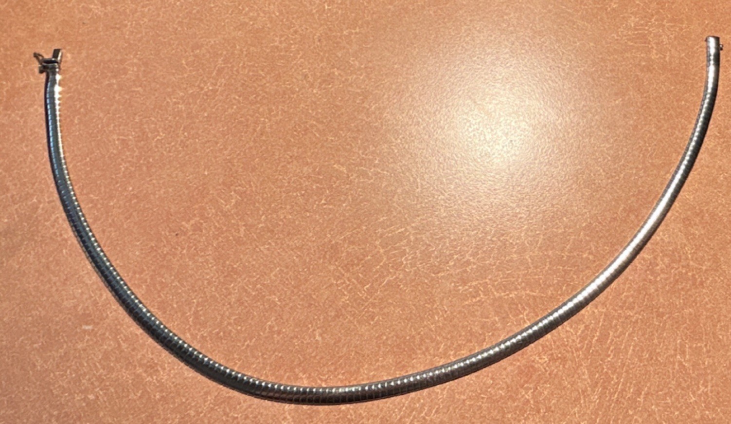 Sterling Silver Omega Necklace 17”. 32 grams. 935. Has safety hook.