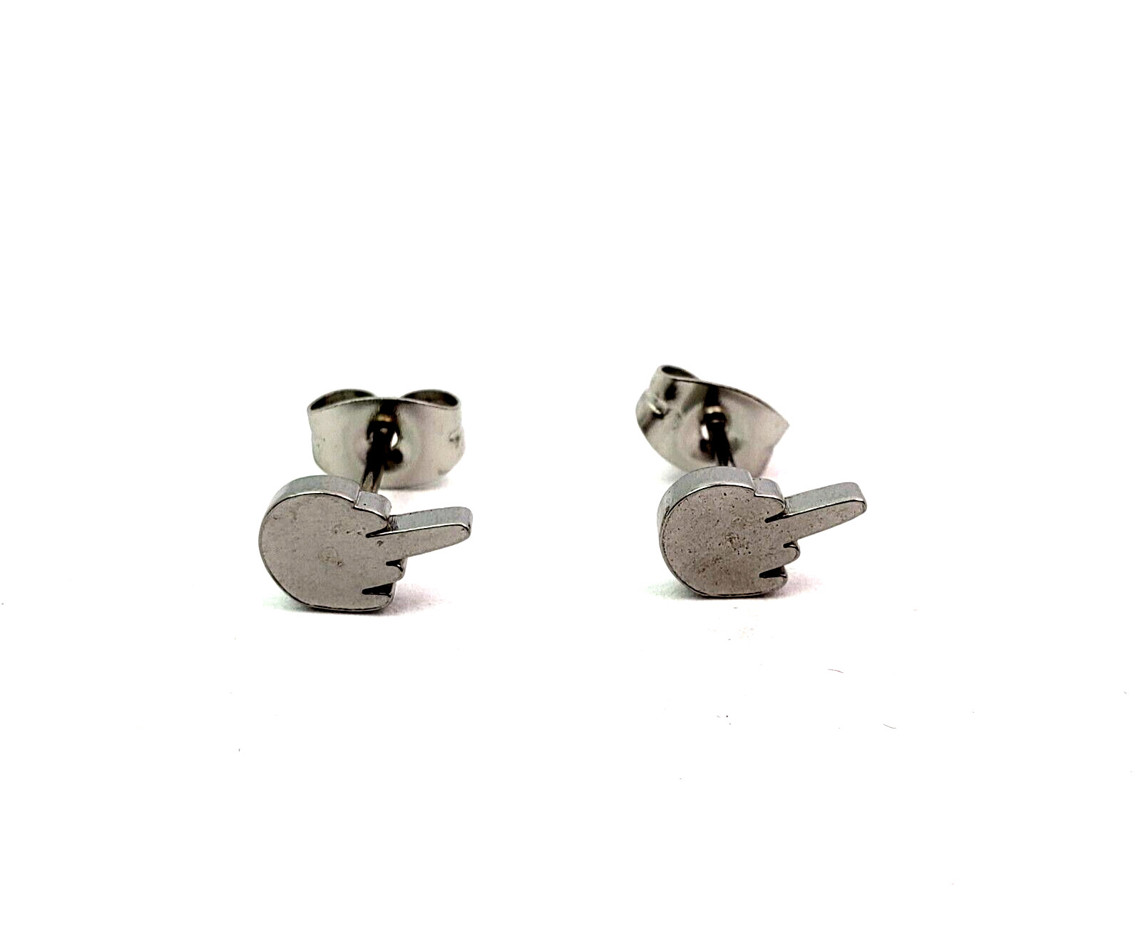 Unbranded Adult Fashion Costume Jewelry Silver Edgy Flipping Off Stud Earring