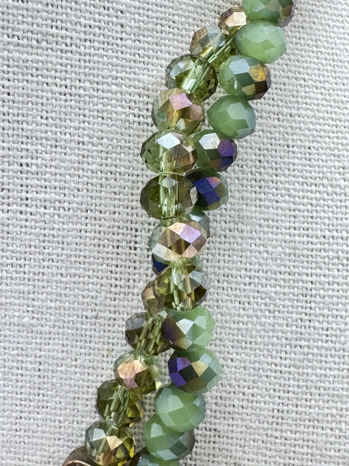 Aurora Borealis Chunky Statement Bib Necklace Beaded Teardrop 15in Rainbow